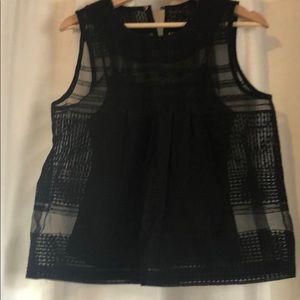 Sheer black embroidered black top